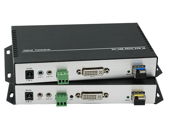 4K@30 DVI KVM USB2.0 Optical Fiber Extender